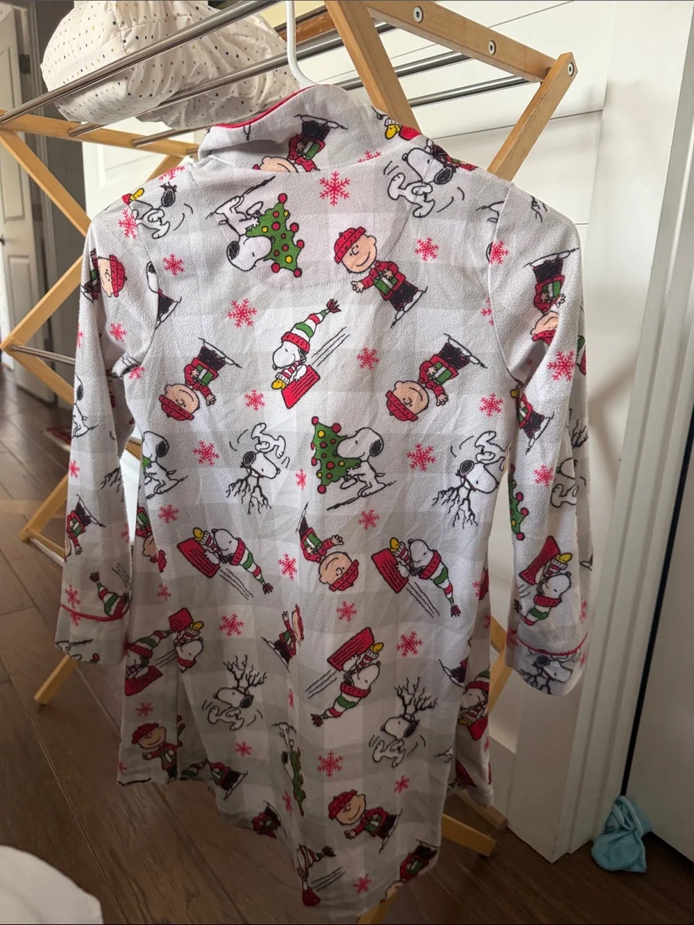 Peanuts Kids Snoopy Holiday Nightgown - White, Red, Green